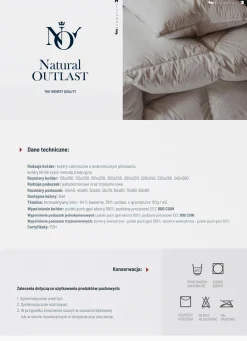 Kołdra 180x200 całoroczna termoaktywna OUTLAST antyalergiczna i antybakteryjna