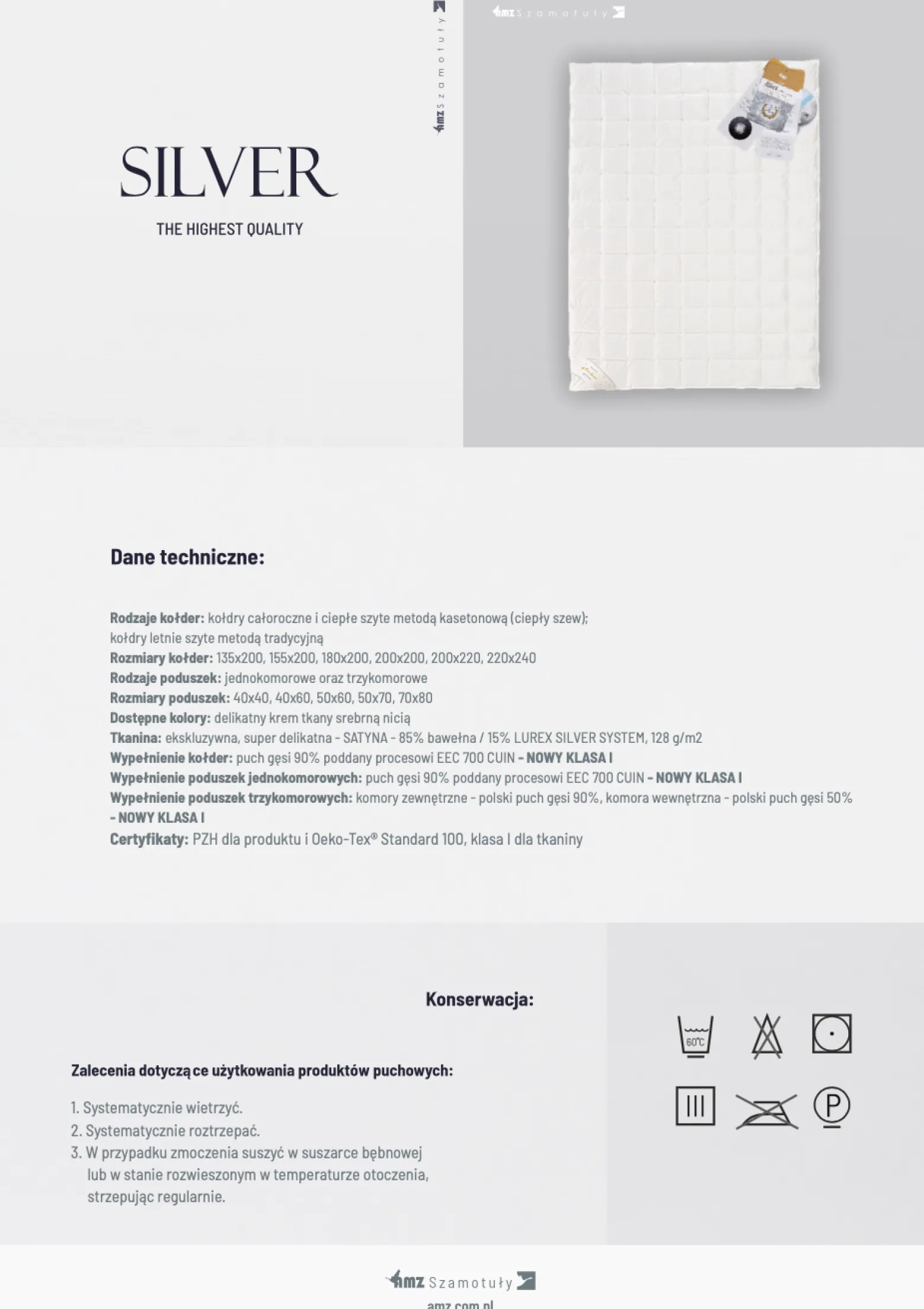 Kołdra 200x220 zimowa naturalna puchowa SILVER