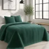 Narzuta dekoracyjna welurowa w jodełkę CHEVRON VELVET 220x240 butelkowa zielona