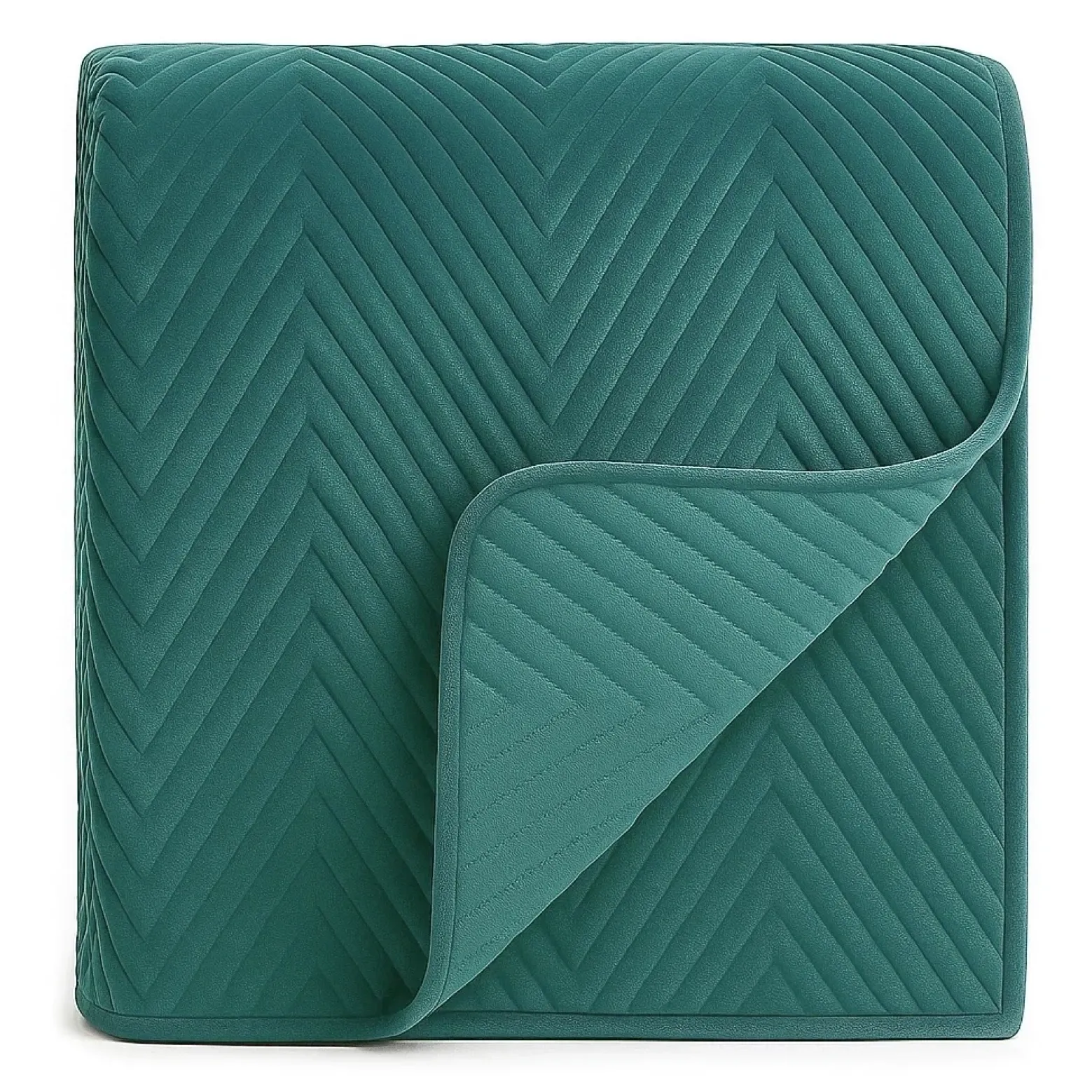 Narzuta dekoracyjna welurowa w jodełkę CHEVRON VELVET 220x240 butelkowa zielona
