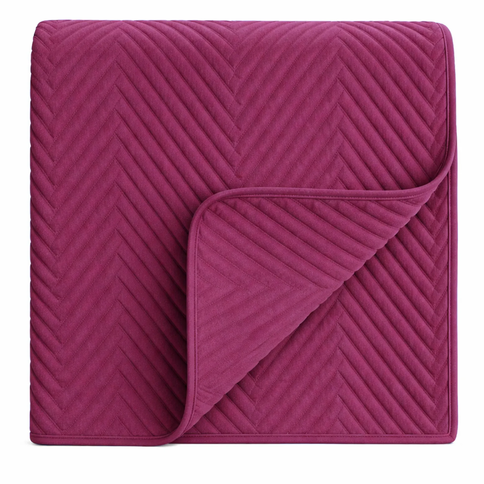 Narzuta dekoracyjna welurowa w jodełkę CHEVRON VELVET 200x220 fuksja