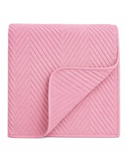 Narzuta dekoracyjna welurowa w jodełkę CHEVRON VELVET 200x220 różowa