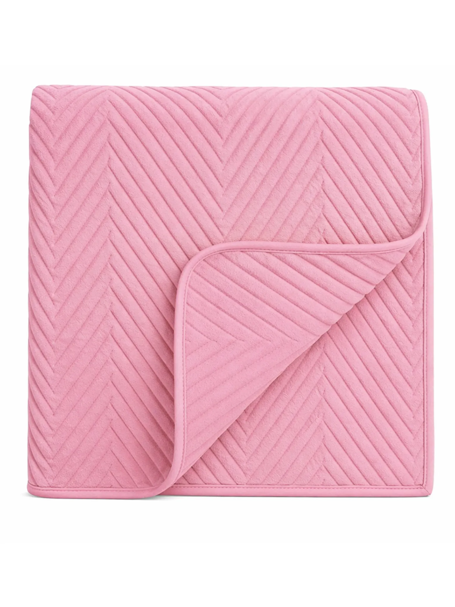 Narzuta dekoracyjna welurowa w jodełkę CHEVRON VELVET 200x220 różowa