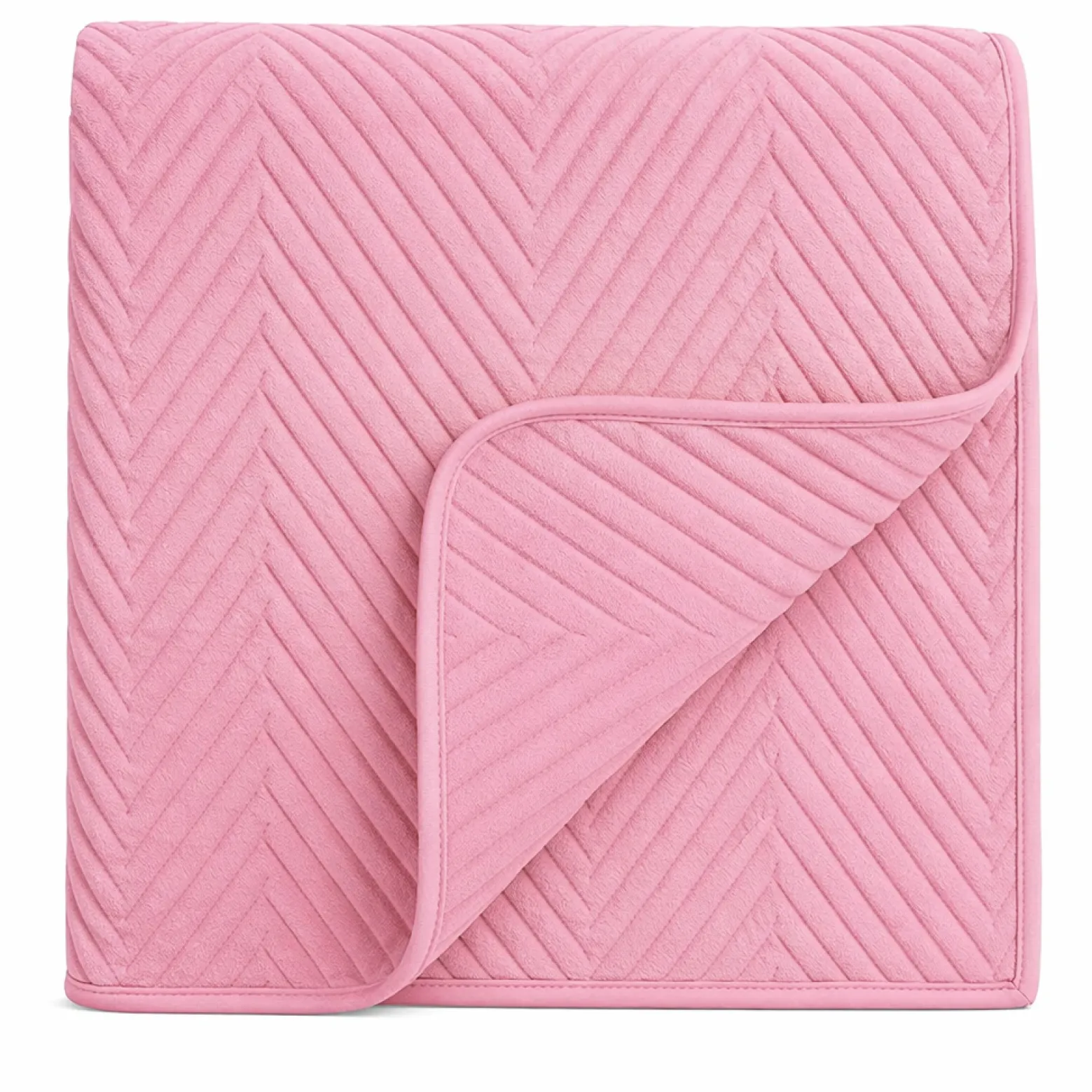 Narzuta dekoracyjna welurowa w jodełkę CHEVRON VELVET 200x220 różowa