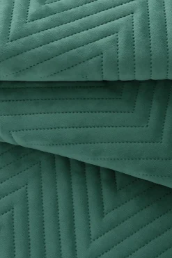Narzuta dekoracyjna welurowa w jodełkę CHEVRON VELVET 200x220 butelkowa zielona