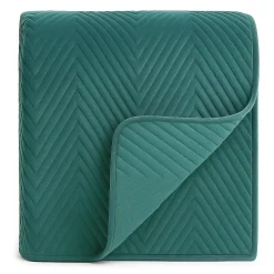 Narzuta dekoracyjna welurowa w jodełkę CHEVRON VELVET 200x220 butelkowa zielona