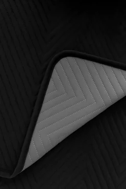 Narzuta dekoracyjna welurowa w jodełkę CHEVRON VELVET 200x220 czarna