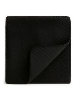 Narzuta dekoracyjna welurowa w jodełkę CHEVRON VELVET 200x220 czarna