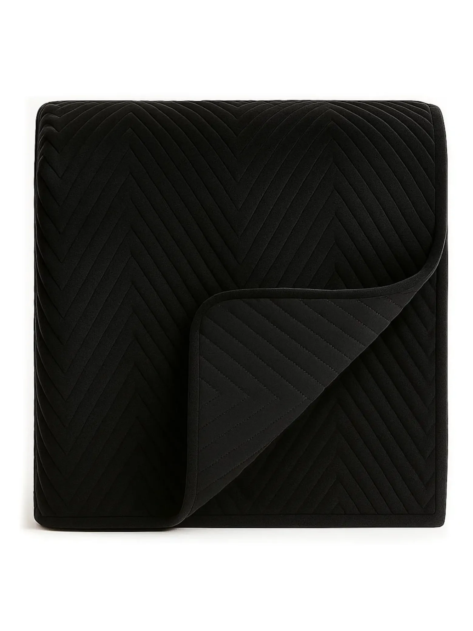 Narzuta dekoracyjna welurowa w jodełkę CHEVRON VELVET 200x220 czarna