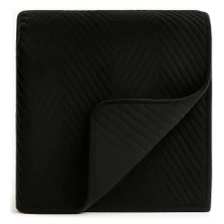 Narzuta dekoracyjna welurowa w jodełkę CHEVRON VELVET 200x220 czarna