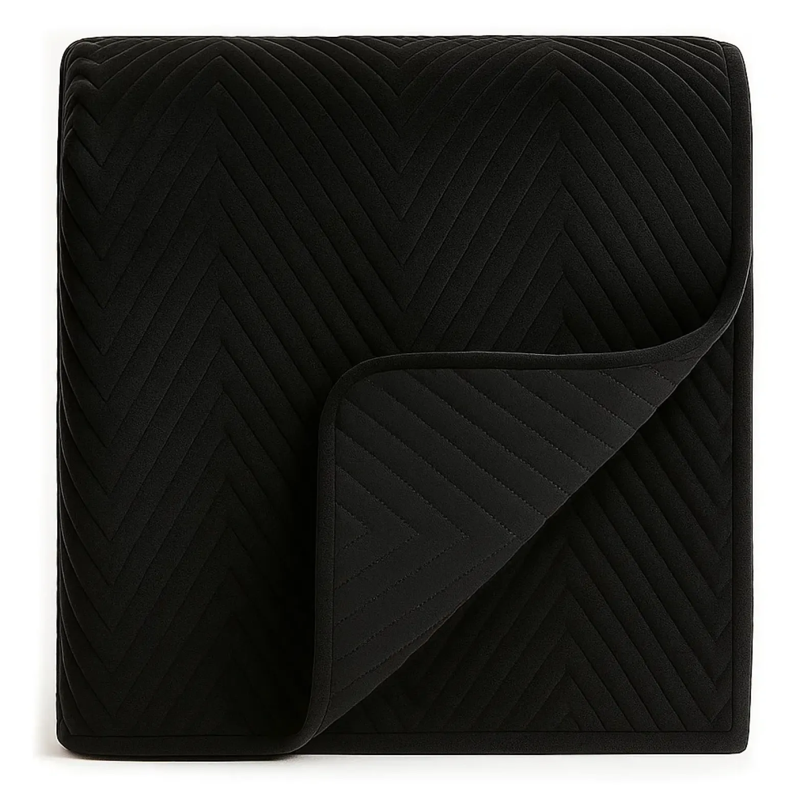 Narzuta dekoracyjna welurowa w jodełkę CHEVRON VELVET 200x220 czarna