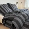 Pościel bawełniana czarno-szara w pasy 200x220 3 el. Midtown BF15