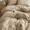 Pościel bawełniana gładka beżowa bez wzoru 200x220 3 el. Beige M1968