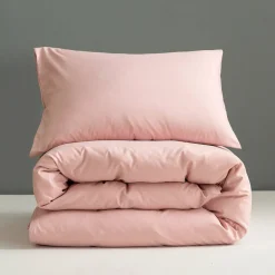 Pościel bawełniana gładka różowa bez wzoru 180x200 3 el. Powder Pink M1659