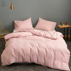 Pościel bawełniana gładka różowa bez wzoru 180x200 3 el. Powder Pink M1659