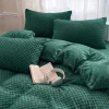 Pościel pluszowa zimowa miś w kropki 3D 160x200 3 el. MINKY butelkowa zielona nr519 RH1024/RH1006