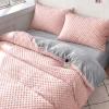 Pościel pluszowa zimowa miś w kropki 3D 200x220 3 el. MINKY różowa - jasna szara