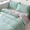 Pościel pluszowa zimowa miś w kropki 3D 200x220 3 el. MINKY miętowa - jasna szara