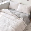 Pościel pluszowa zimowa miś w kropki 3D 200x220 3 el. MINKY biała - jasna szara