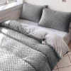 Pościel pluszowa zimowa miś w kropki 3D 200x220 3 el. MINKY ciemna szara - jasna szara
