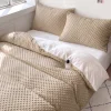 Pościel pluszowa zimowa miś w kropki 3D 200x220 3 el. MINKY beżowa - biała