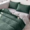 Pościel pluszowa zimowa miś w kropki 3D 160x200 3 el. MINKY butelkowa zielona - szara