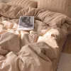 Pościel z adamaszku w pasy ciemna beżowa 180x200 3 el. Kim Dark Beige