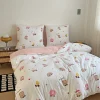 Pościel z mikrofibry biała w ciastka i donuty 160x200 3 el. Donuts F10 na zamek bez prasowania