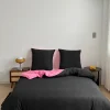 Pościel z mikrofibry czarno różowa gładka 160x200 3 el. Blackpink F13 na zamek bez prasowania