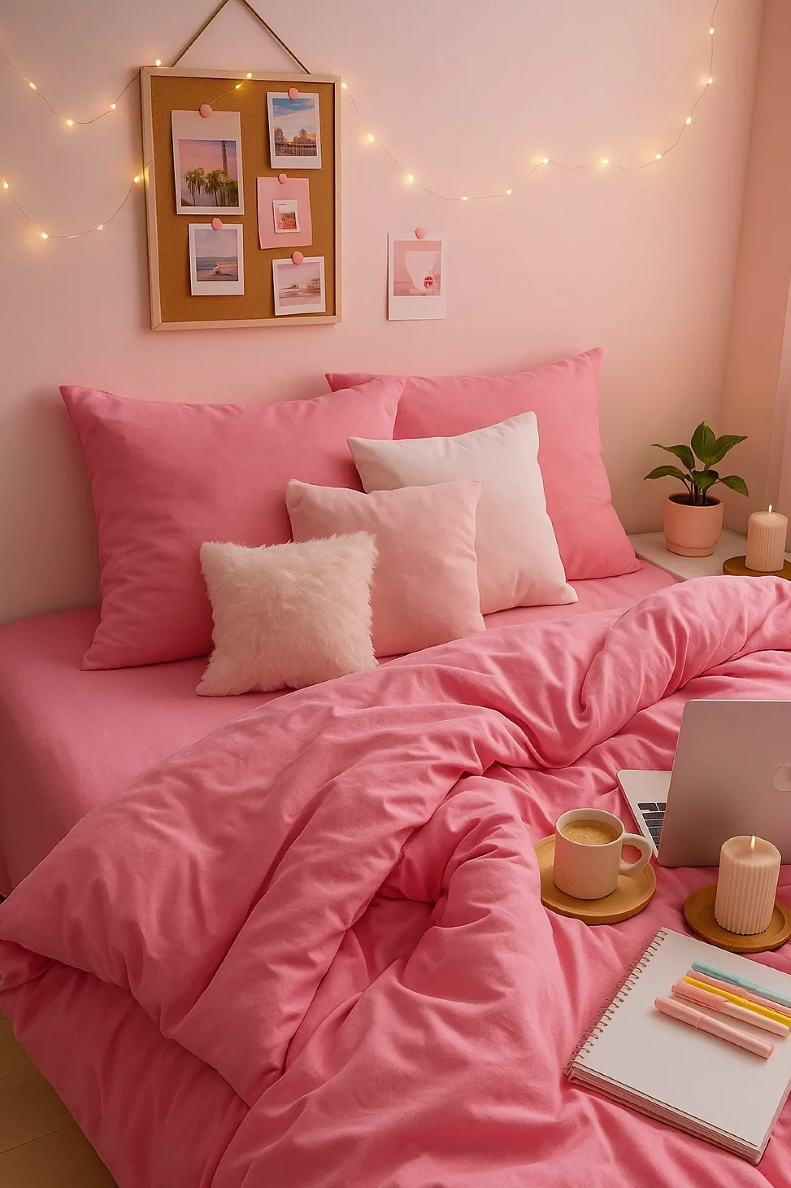 Pościel z mikrofibry gładka różowa 200x220 3 el. Pink F12 na zamek bez prasowania