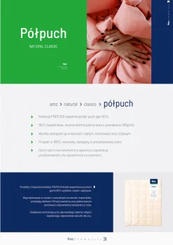 Poduszka puchowa 50x60 naturalna PÓŁPUCH