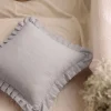 Poszewka na poduszkę bawełniana dekoracyjna z falbanką 40x40 jasna szara