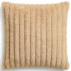 Poszewka na poduszkę dekoracyjna 40x40 ciepła beżowa pluszowa w pasy