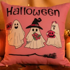 Poszewka na poduszkę Halloween różowa w duszki 40x40 PINK GHOSTS