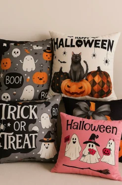 Poszewka na poduszkę Halloween czarna z napisem 40x40 TRICK OR TREAT