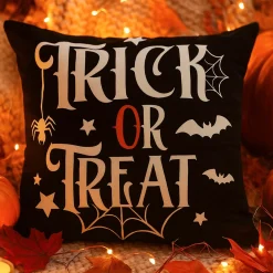 Poszewka na poduszkę Halloween czarna z napisem 40x40 TRICK OR TREAT