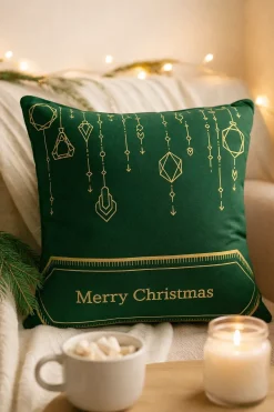 Poszewka na poduszkę świąteczna butelkowa zielona Merry Christmas40x40