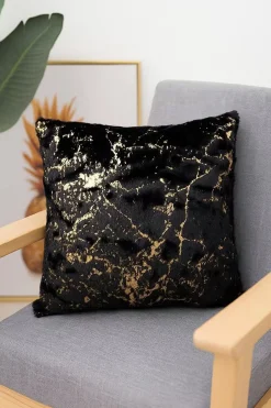 Poszewka na poduszkę włochacz czarno-złota MARBLE 40x40
