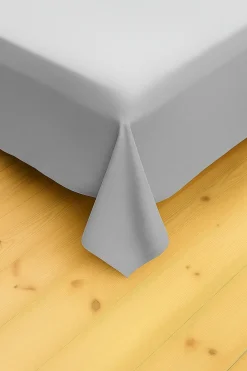 Prześcieradło bez gumki z mikrofibry tradycyjne jasne szare 200x220
