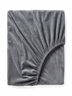 Prześcieradło pluszowe z gumką MIŚ ciemne szare 90x200 + 25 cm zakładki