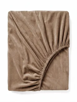 Prześcieradło pluszowe z gumką MIŚ ciemne beżowe 200x220 + 25 cm zakładki