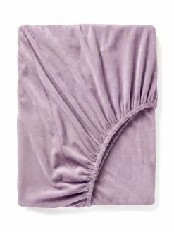 Prześcieradło pluszowe z gumką welur VELVET lawendowe jasne fioletowe 200x220 + 25 cm zakładki