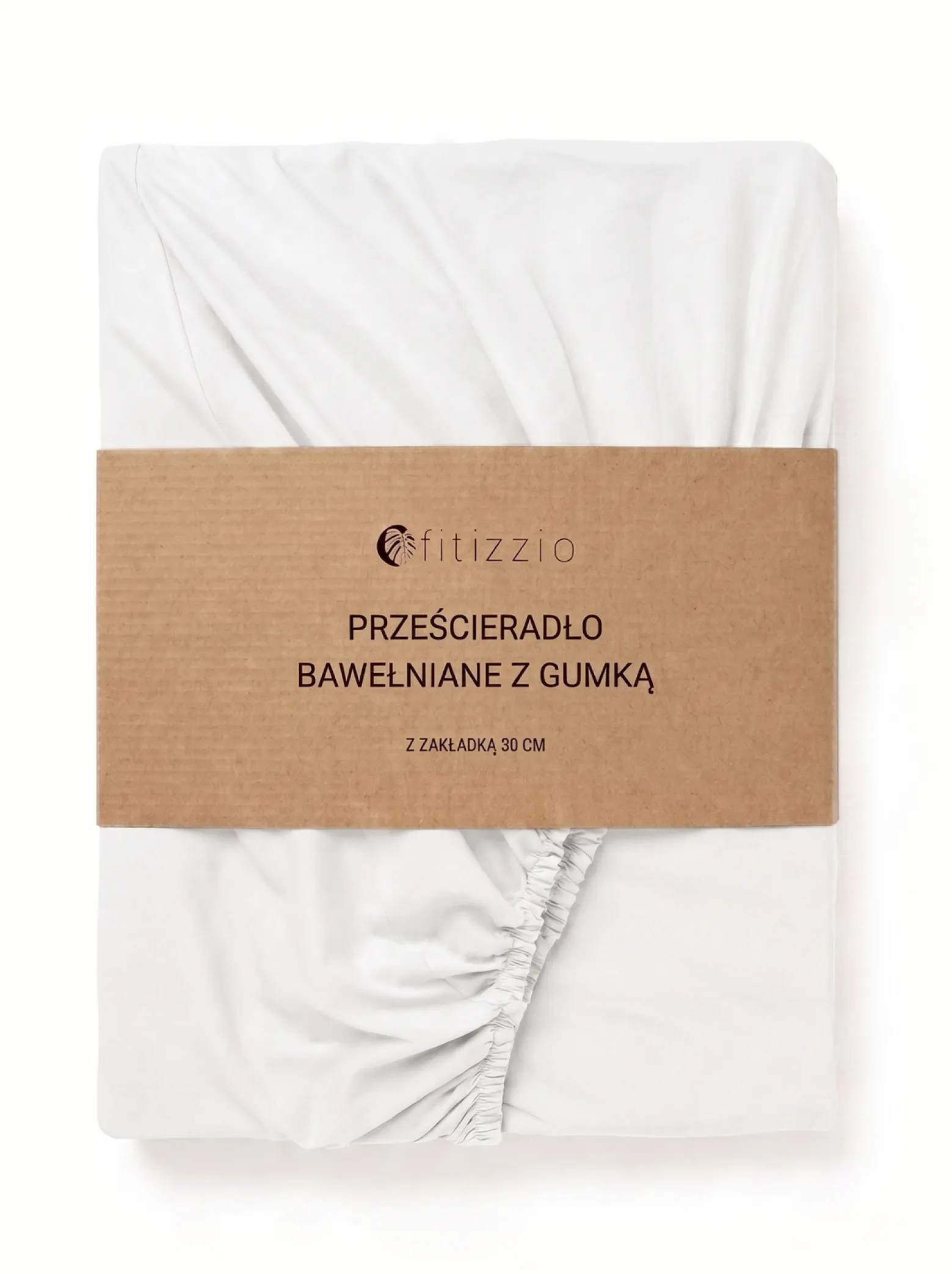 Prześcieradło z gumką bawełniane na wysoki materac białe 180x200 + 30 cm zakładki
