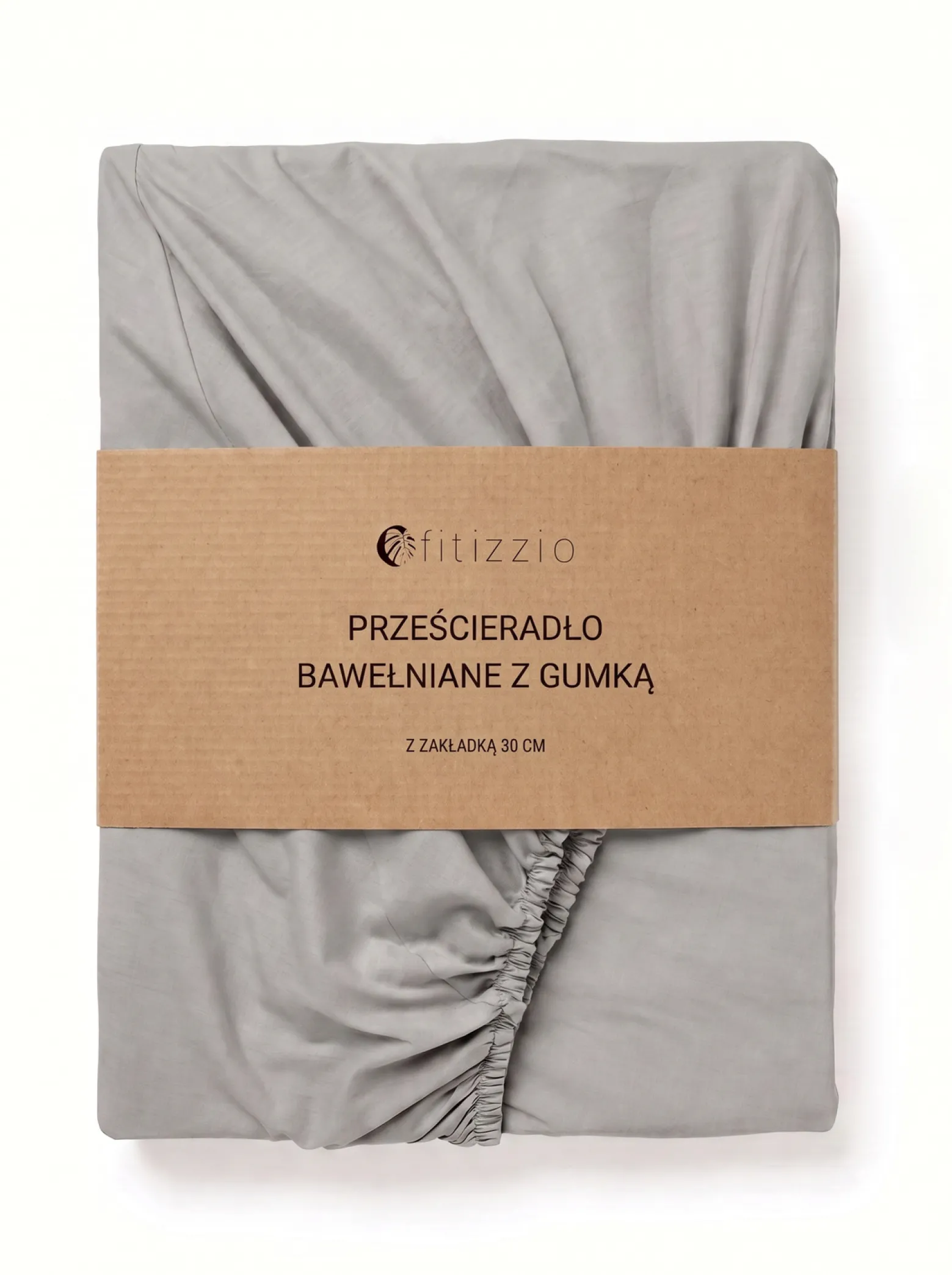 Prześcieradło z gumką bawełniane na wysoki materac jasne szare 90x200 + 30 cm zakładki