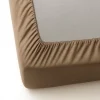 Prześcieradło z gumką z mikrofibry jasne brązowe 200x220