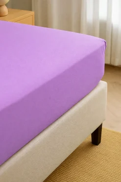 Prześcieradło z gumką z mikrofibry jasne fioletowe 160x200