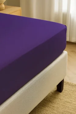 Prześcieradło z gumką z mikrofibry fioletowe 200x220