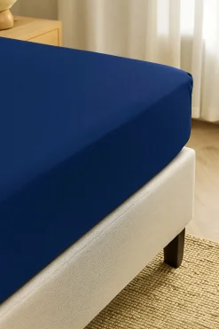 Prześcieradło z gumką z mikrofibry niebieskie 90x200