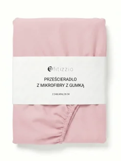 Prześcieradło z gumką z pranej mikrofibry jasne różowe 200x220 + 26 cm zakładki