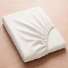 Prześcieradło z gumką z pranej mikrofibry białe off white 200x220 + 26 cm zakładki